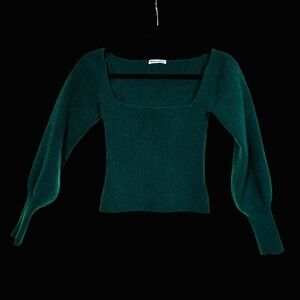Reformation Isabel Cashmere Sweater - Emerald Green - Balloon Sleeve - Small